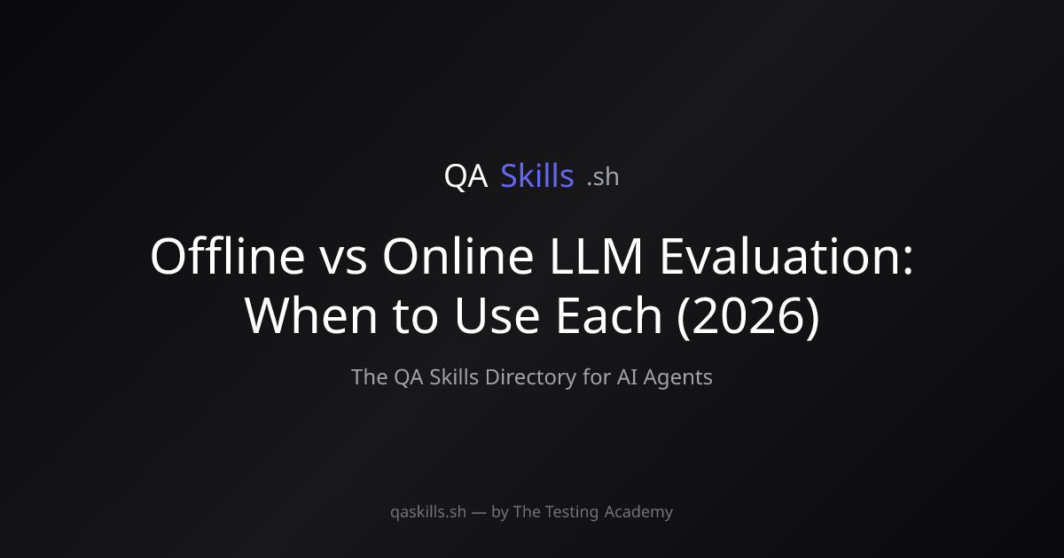 Offline vs Online LLM Evaluation: When to Use Each (2026) | QASkills.sh