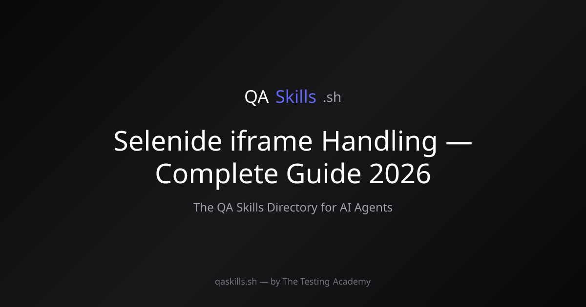 Selenide iframe Handling — Complete Guide 2026 | QASkills.sh