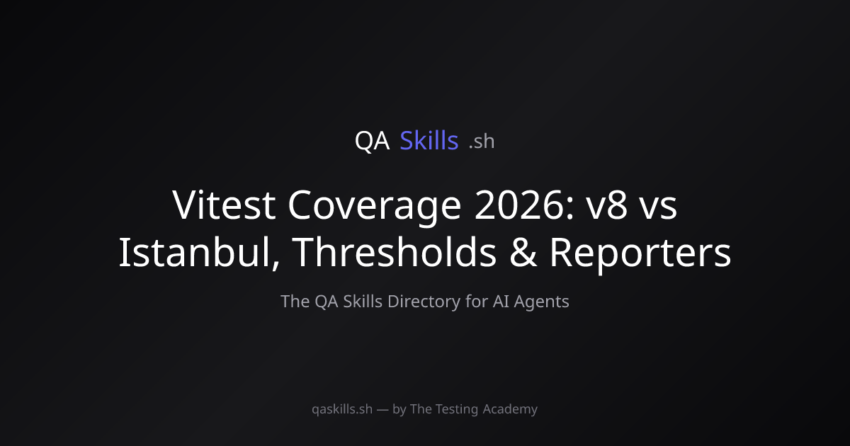 Vitest Coverage 2026: v8 vs Istanbul, Thresholds & Reporters | QASkills.sh