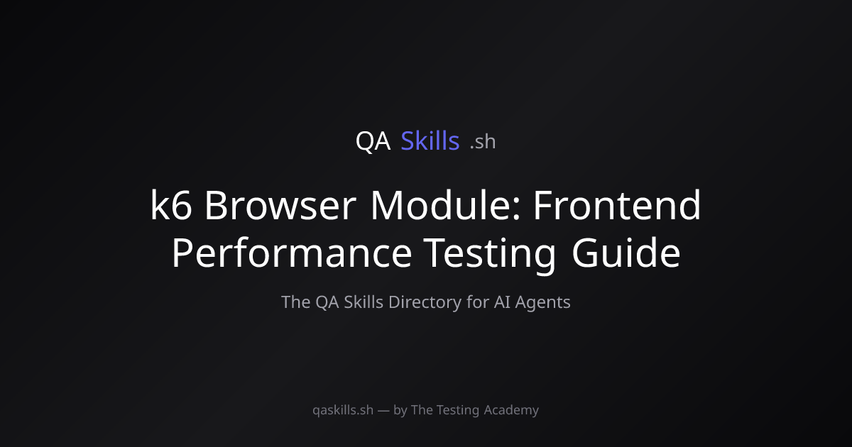 k6 Browser Module: Frontend Performance Testing Guide | QASkills.sh