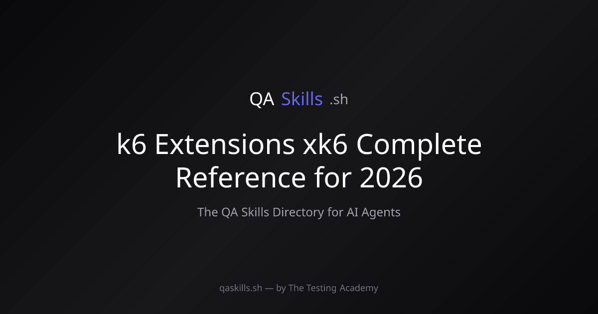 k6 Extensions xk6 Complete Reference for 2026 | QASkills.sh